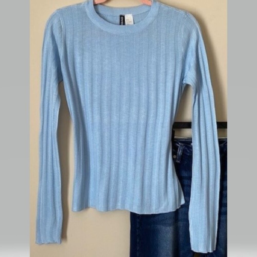 Baby Blue Long Sleeve Crew Neck Sweater